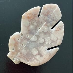 Stunning Pink Flower Agate Crystal Leaf - 2